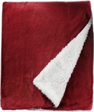 Northpoint Cashmere Velvet Reverse to Cloud Sherpa Throw Burgundy