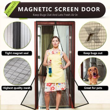 Hoobest Magnetic Screen Door-Heavy Duty Mesh Screen and Full Frame Velcro-Keep Bugs outLet Fresh Air InScreen Door Mesh is Bulit ToughClose AutomaticllyFits Door Openings Up to 34x82 Max