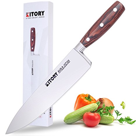 Kitory Chefs Knife 8.5 inch - Japanese AUS-8 High Carbon Super Stainless Sharp Chef's Knives,pakka Wood Handle,Corrosion Resistan , Top Cooking Knife for Cutting, Slicing, Chopping, Dicing, Mincing