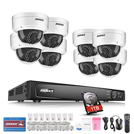 [Pro.1080P POE] ANNKE 8CH 1080P POE Security Camera System & 1TB Hard Drive with 8x 2.0Mega-Pixels HD Security Network Camera