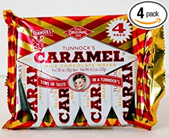 Tunnock's Caramel Milk Chocolate Wafer -30g bar [pack of 4]