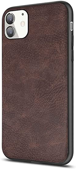 Salawat for iPhone 11 Case, Slim PU Leather Vintage Shockproof Phone Case Cover Lightweight Premium Soft TPU Bumper Hard PC Hybrid Protective Case for iPhone 11 6.1inch 2019 (Dark Brown)