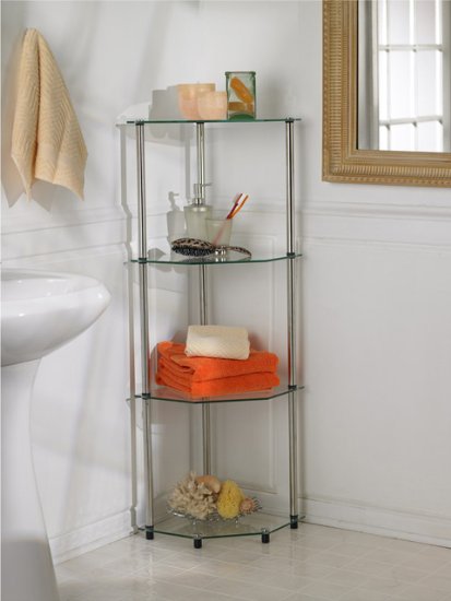 Convenience Concepts 157005 Go-Accsense 4-Tier Glass Corner Shelf Clear Glass