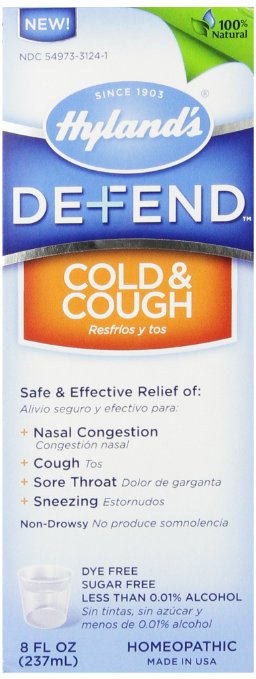 Hylands Defend Cold and Cough Relief Liquid Natural Alcohol-Free Formula 8 Ounce