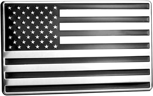 USA American Embossed Stainless Steel Metal Flag 5"x3" Black & Chrome