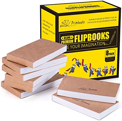 PRIMBEEKS Premium Blank Flipbooks, 720 Sheets (1440 Pages) No Bleed Flip Book Kit, 4.5" x 2.5" Drawing Paper for Animation, Sketching, Cartoon Creation.