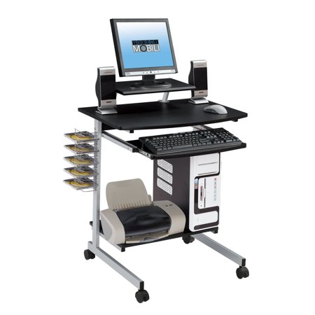 Techni Mobili Rolling Compact Computer Cart Desk With Storage, Graphite (RTA-2018-GPH06)