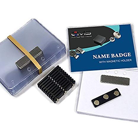24 Sets of DIY Magnetic Name Badges w/CMS Magnetics 3Mag-1 Badge Magnets - Top Loading Premium Plastic Badge Holders (3" x 4") - Reusable (3" x 4", 3Mag-1)
