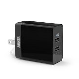 Anker 20W 2-Port USB Wall Charger with Foldable Plug and PowerIQ Technology for iPhone iPad Samsung Galaxy S6  S6 Edge Nexus HTC M9 Motorola LG and More Black
