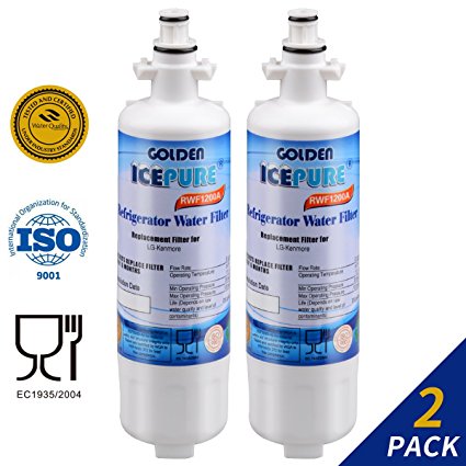 Golden Icepure RWF1200A Refrigerator Water Filter Replacement LG LT700P, ADQ36006101,Kenmore 46-9690,SGF-LA07,WSL-3 (2)
