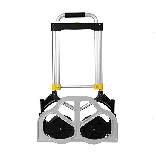 Finether 176 lbs Weight Capacity Multi-Functional Aluminum Alloy Folding Hand Truck Trolley Dolly for Indoor Outdoor Travel Shopping Warehouse, Black