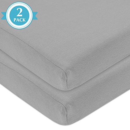 American Baby Company 2 Piece 100% Cotton Value Jersey Knit Fitted Pack N Play Playard Sheet, Gray