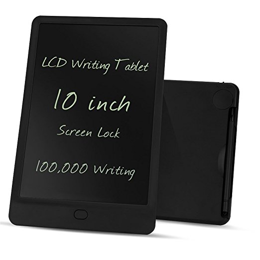 LCD Writing Tablet, 10-inch Screen Lock Electronic Writing Board，Portable Handwriting Notepad with stylus for Kids and Adults at Home, School and Work Office. (black)
