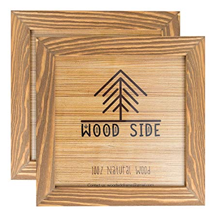 Rustic Wooden Square Frame 8x8 - Made to Display Pictures 8x8 - Set of 2-100% Natural Eco Wood - Real Glass - Wall Mounting Walnut Photo Frame