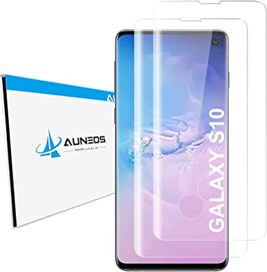 AUNEOS 2 Pack Screen Protector for Galaxy S10 (6.1'') Tempered Glass Curved Edge Full Cover Screen Film, Fingerprint Sensor, Scratch Resistant, Bubble Free, Glass Screen Protector for Samsung Galaxy S10 6.1'' (for Galaxy S10, Clear)