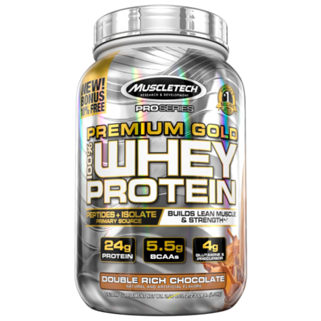 MuscleTech Pro Series Premium Gold 100% Whey Protein Powder, Double Rich Chocolate, 24g Protein, 2.5 Lb