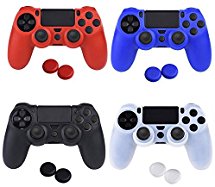 Silicone PS4 Controller Skin - YTTL 4 Colors Silicone Skin Protector Cover Case for PS4 PS 4 Slim PS4 Pro Controller with 4 Pairs of Matching Thumb Grips