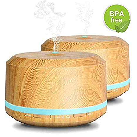 Essential Oils Diffuser, Doukedge 450 ml Aromatherapy Ultrasonic Cool Mist Aroma Humidifier with 3 Timer Setting 8 Color LED Light Waterless Auto Shut-Off