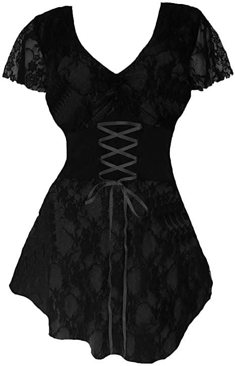 Dare to Wear Sweetheart Corset Top: Romantic Victorian Gothic Women's Lace Chemise for Everyday Halloween Cosplay Festivals