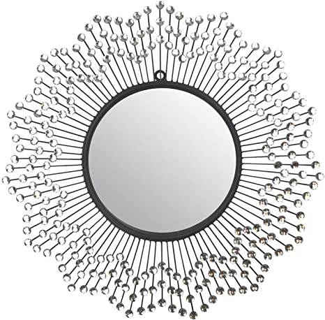LuLu Décor, Celebration Metal Wall Mirror, Frame 24”, Round Decorative Mirror for Living Room and Office Space