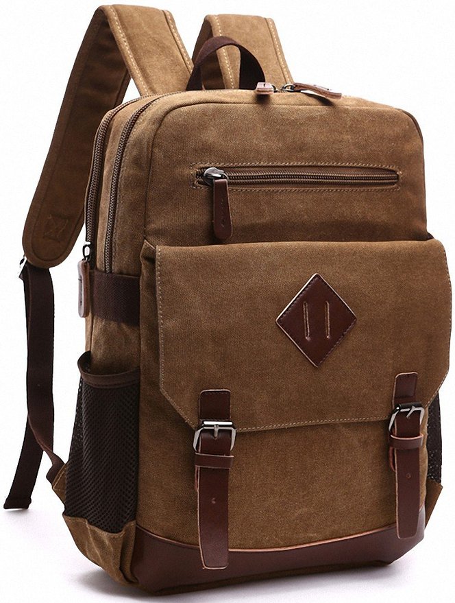 Kenox Mens Large Vintage Canvas Backpack School Laptop Bag Hiking Travel Rucksack