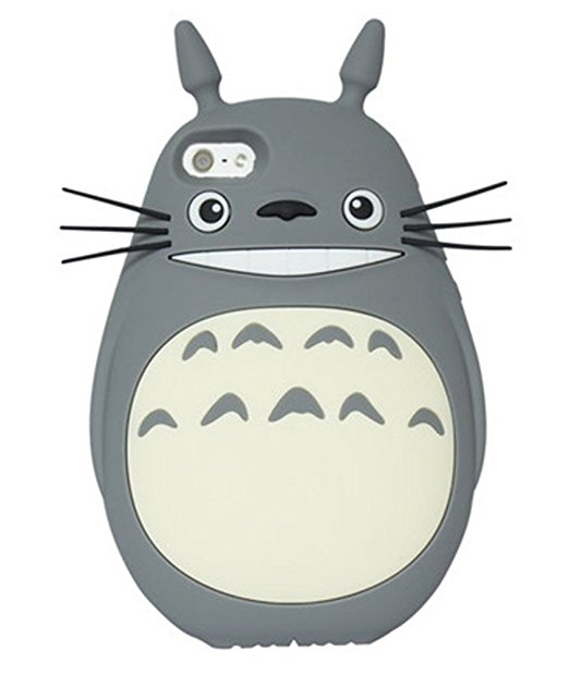 Iphone 6s Case, Iphone 6 Case, Cute 3D Cartoon Lovely Happy Totoro Designed Soft Gel Rubber Silicone Protection Skin Case Cover for Iphone 6 / 6s 4.7" (Gray)