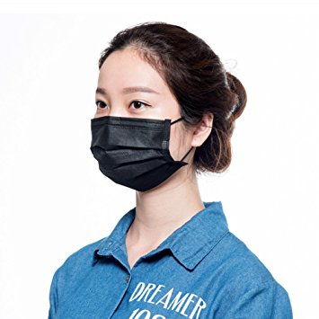 Yafeco 50 Pcs Disposable face masks,Filter earloop dust face Masks,Hypoallergenic Breathability Comfort Mask(black)