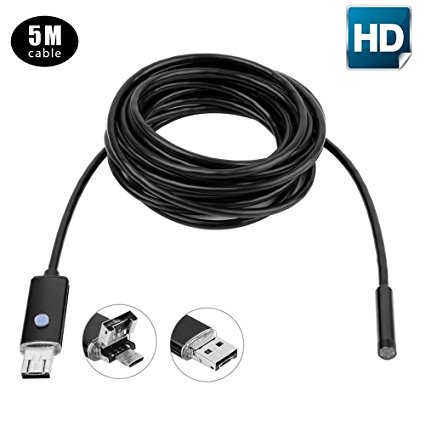 USB Endoscope Inspection Camera 2 In 1 Smartphone Borescope Inspection HD Camera Waterproof 6LED 2.0 Megapixel 5M HD USB Android Borescope with OTG and UVC Function