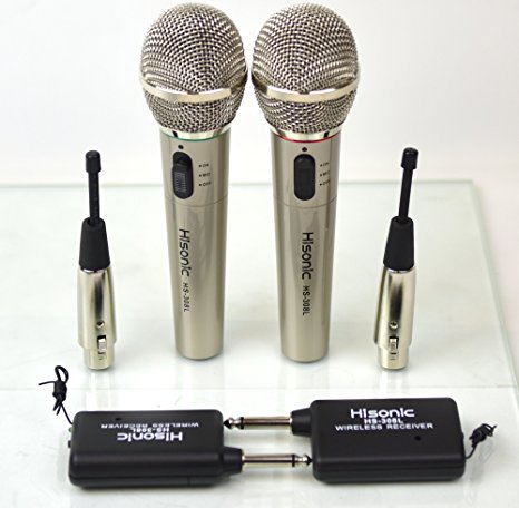 Hisonic 2 X HS308L, A Pair of Wireless Hand Held Microphone HS308L , 2 in 1 Microphone, Wired and Wireless Microphone, 2 Microphone included