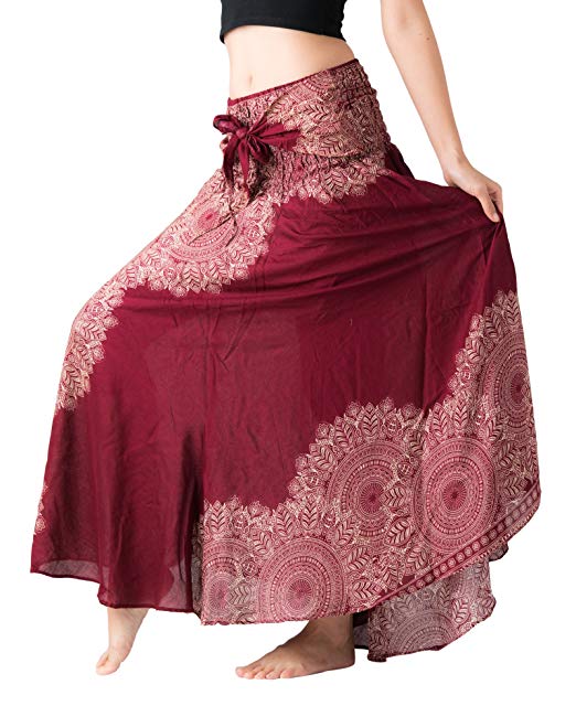 B BANGKOK PANTS Women's Long Maxi Skirt Hippie Bohemian Gypsy Dress Boho Clothing Party Dress Beach Wear Asymmetric Hem