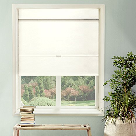 Chicology Cordless Magnetic Roman Shade, Privacy Thermal Fabric, Mountain Snow (Thermal White), 48"x64"