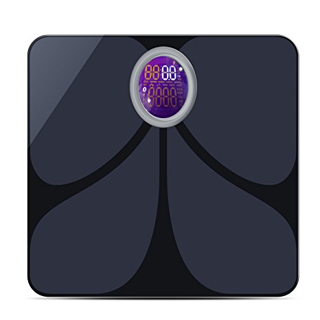 A-ZONE Precision Digital Bluetooth Bathroom Scale/ Body composition Monitor with Scale, Free App to Analyze 8 Fitness Indicators (Black)