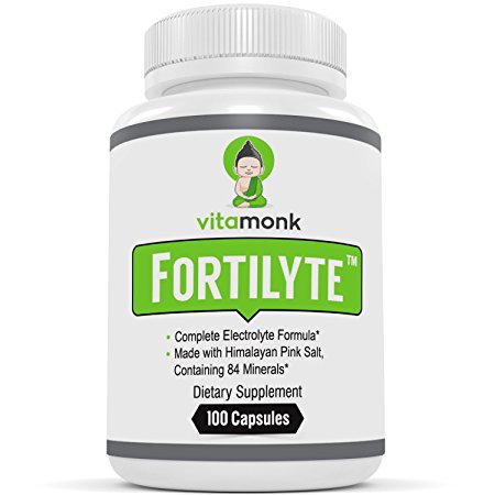 FORTILYTE™ - Superior Electrolyte Supplement with Pink Himalayan Salt, Potassium, Magnesium, Calcium, Vitamin D, Sodium - 100 Capsules by Vitamonk - Great for Keto, Running, Workouts and More