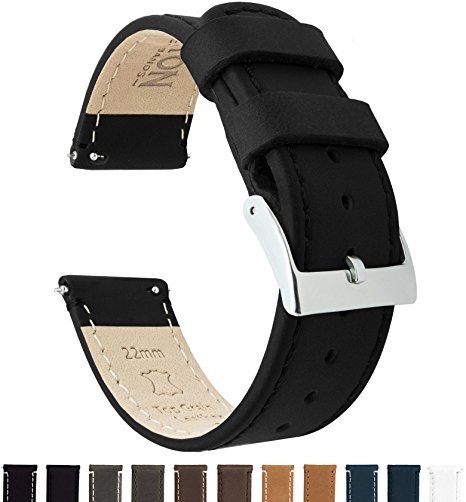 BARTON Quick Release - Top Grain Leather Watch Band Strap - Choice of Color & Width (18mm, 20mm or 22mm)