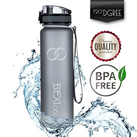 Water Bottle by 720°DGREE made of Tritan 1000ml - 32oz | Sports Bottle | Free of BPA, BPS, Phthalates | 1-Click Opening | The Healthy Way to Drink | Ideal Drinking Bottle for Kids, School, Campus, Office, Running, Gym, Yoga, Sports, Hiking, Biking, Travelling or Auto Move