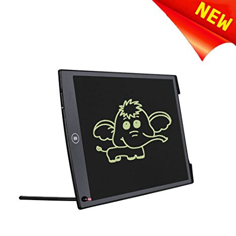 12" LCD Writing Tablet Electronic Graphic Board eWriter, VPRAWLS Paperless Digital Drawing Notepad for Kids Adults at Home Office Writing Drawing with Magic Eraser Stylus-Black