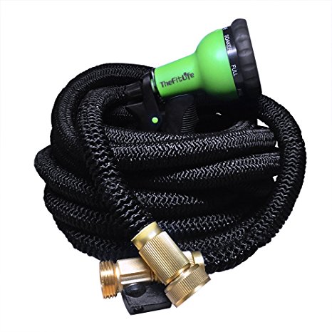 Best Flexible & Expandable Garden Hose - 25/50/75/100 Foot With Solid Brass Fittings & Strongest Triple Core Latex Free Spray Nozzle 3/4 USA Standard Easy Storage Kink Free Water Hose (25Foot)