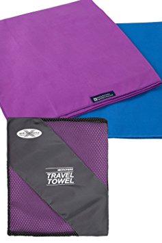Microfibre Travel Towel - Large 130cm x 70cm - quick dry towel in 6 stunning colours - Perfect for yoga, travel, sports, gym, camping, swim, pilates, bikram, beach, bath or at home - the perfect travel towel