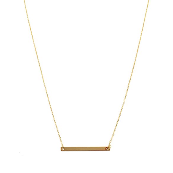 HONEYCAT 24k Gold Classic Horizontal Bar Necklace | Minimalist, Delicate Jewelry