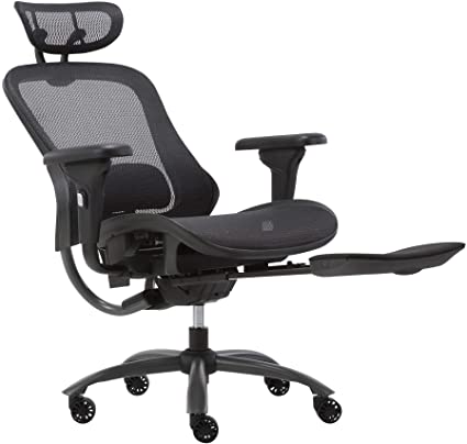 Moustache® Luxury Ergonomic Office Computer Chair with Headrest & Footrest (Black)