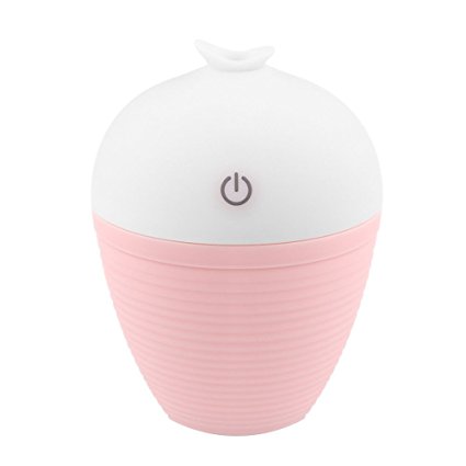 Happy-top Mini Portable USB Humidifier 120ML Wish Bottle Ultrasonic Humidifier Cool Mist Air Purifier with LED Light Touch switch Aroma Diffuser for Car Home Bedroom Office (Pink)