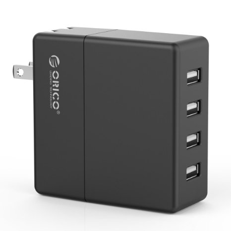 ORICO 30W 4-Port Travel Wall USB Charger Adapter for Apple iPhone, iPad Air2, Samsung Galaxy S6/S6 Edge, Nexus, HTC M9, Huawei, Sony and More-Black (DCK-4U)