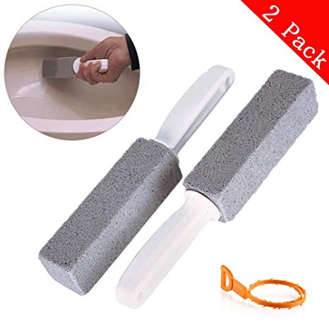 Pumice Cleaning Stone for Toilet,with a Drain Snake, Hard Water& Toilet Bowl Ring Remover, Stains and Paint& Pool Tile Cleaner for Kitchen/Grill/Bath/Spa/Tile/Household Cleaning(2pack)