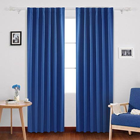 Deconovo Room Darkening Back Tab Thermal Insulated Blackout Curtains for Bedroom 52W x 95L Inch One Pair blue