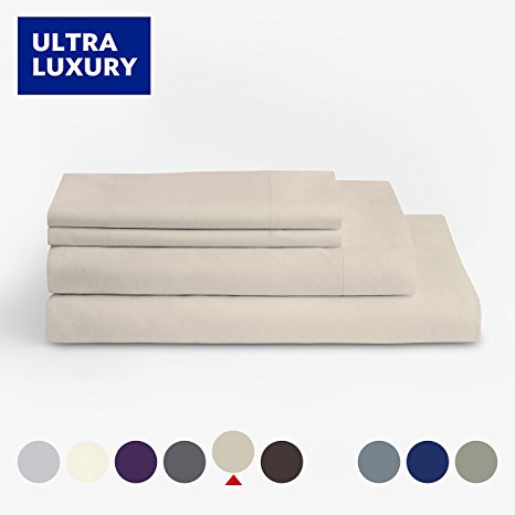 Bamboo Comfort Premiere Collection - Ultra Luxury Micro Bamboo 4 Piece Bed Sheet Set - Feel the Difference (Beige Brown, Queen)