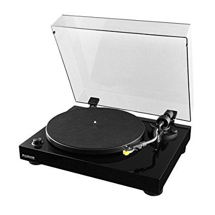 Fluance High Fidelity Vinyl Turntable Record Player with Premium Cartridge, Diamond Stylus, Belt Drive, Built-in Preamp, Adjustable Counterweight & Anti-Skating, Glossy Black Wood Cabinet (RT80)