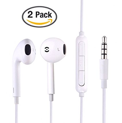 2 Pack Wired Earbuds,IMUSGO 3.5mm Noise Isolating Apple HD Stereo Headphones,In-Ear Earphones with Mic&Remote Control for iPhone X/8/7/6/6s Plus,iPad,iPod and Samsung LG HTC (White)
