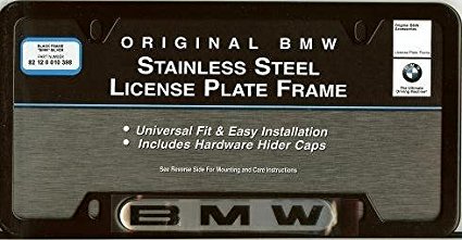 BMW License Plate Frame w/BMW Logo BLACK stainless steel