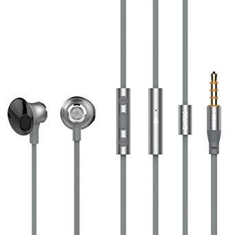In Ear Headphones FILWO Noise Cancelling Headphones with Microphone Stereo Earphones Noise Isolating Earbuds for Apple iPhone 6s 6 5s SE 5 5c 4s Plus Android Samsung Galaxy Edge S8 S7 S6 S5 S4 Note iPad 1 2 3 4 7 Pro Earpods (Grey)