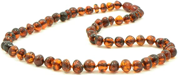 Baltic Amber Necklaces for Adults - 19.7 inches(50cm) - Dark Cognac Color - Authentic/Polished Baltic Amber Beads {0007}